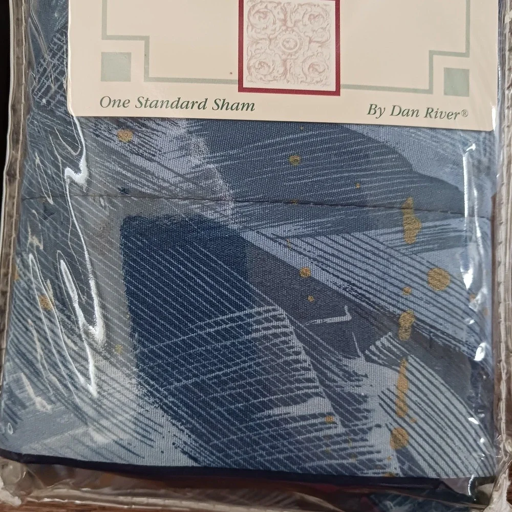 2 Vintage Ashley‎ Taylor Blue Gold Galaxy Navy Pillow Shams 20 x 26 New